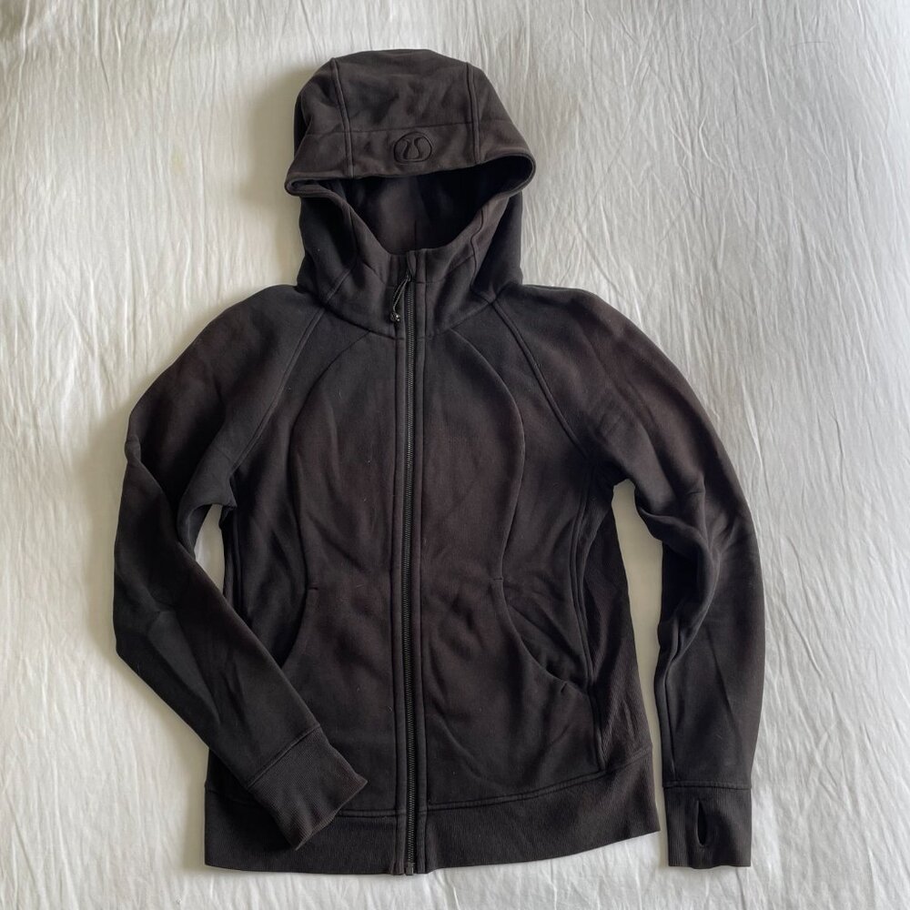 Lululemon Distressed Scuba Black Full Zip Jacket (sz 10)